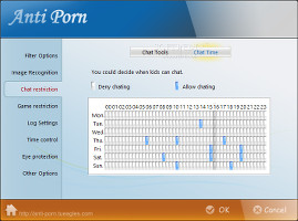 Showing the chat restriction settings in Anti-Porn